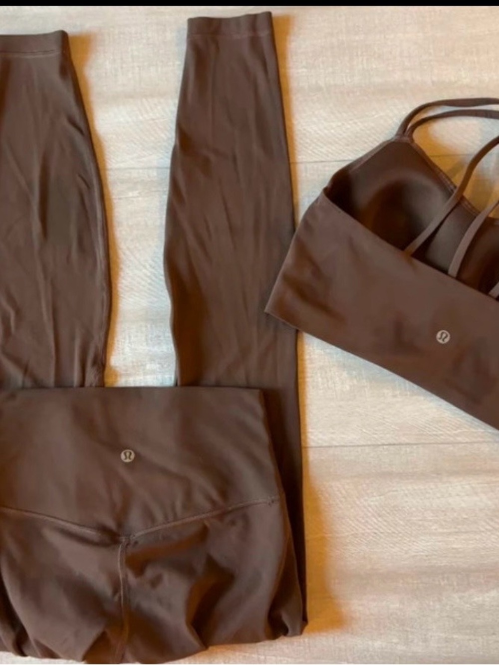 lululemon athletica Brown High-Rise Leggings & Sports Bra Set